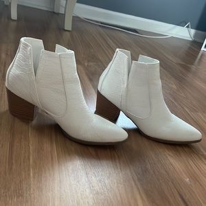 White heeled booties